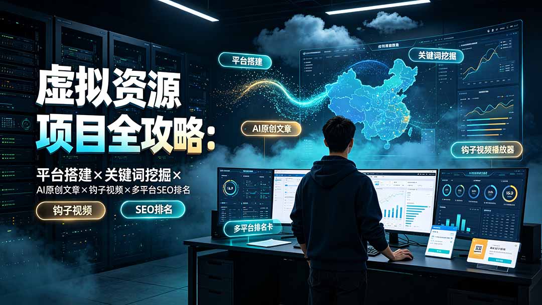 虚拟资源项目全攻略:平台搭建×关键词挖掘×AI原创文章×钩子视频×多平台SEO排名-AI学习资源网