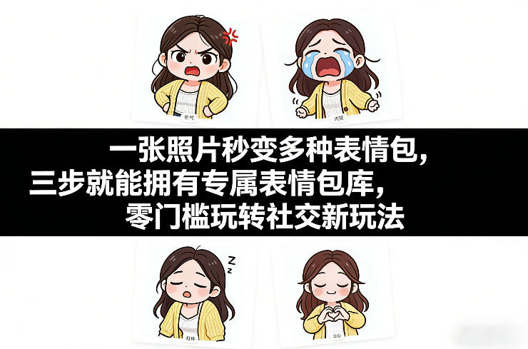一张照片秒变多种表情包,三步就能拥有专属表情包库,零门槛玩转社交新玩法【文档】-AI学习资源网