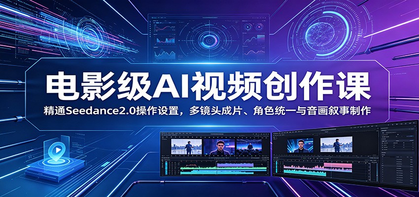 电影级AI视频创作课：精通Seedance2.0操作设置，多镜头成片、角色统一与音画叙事制作-AI学习资源网