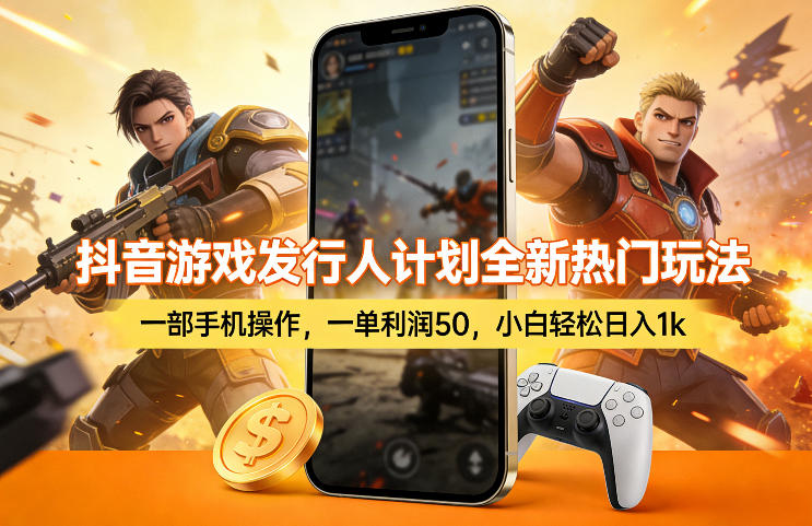 抖音游戏发行人计划全新热门玩法，一部手机操作，一单利润50，小白轻松日入1k【揭秘】-AI学习资源网