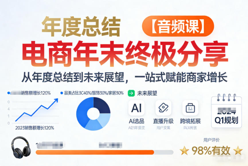 电商年未终极分享，从年度总结到未来展望，一站式赋能商家增长【音频课】-AI学习资源网