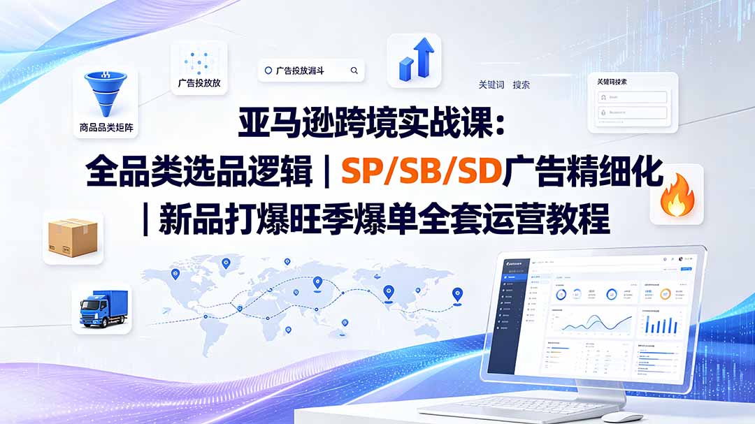 亚马逊跨境实战课-更新：全品类选品逻辑｜SP/SB/SD广告精细化｜新品打爆旺季爆单全套运营教程-AI学习资源网