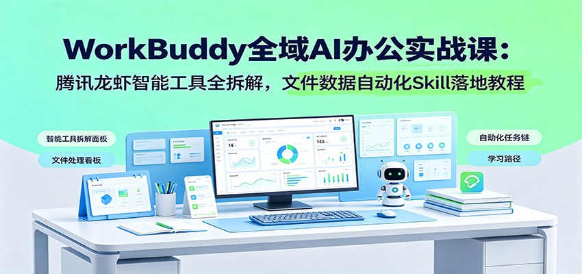 WorkBuddy全域AI办公实战课：腾讯龙虾智能工具全拆解，文件数据自动化Skill落地教程-AI学习资源网