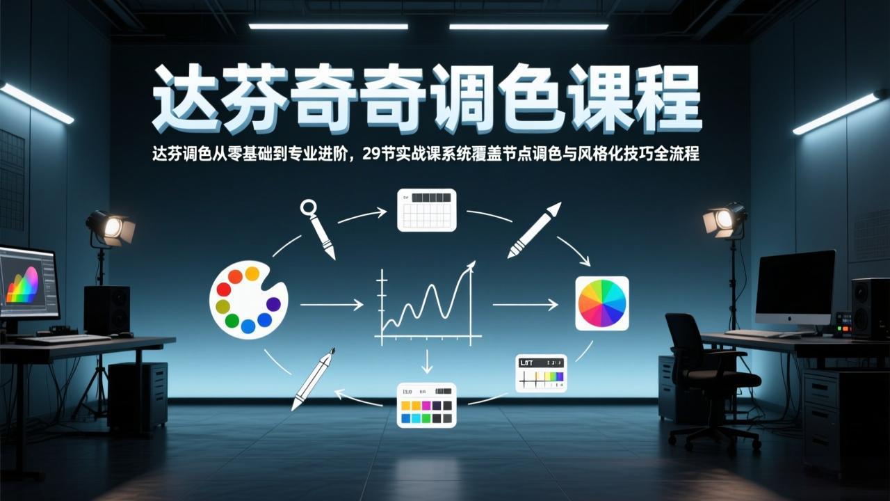 达芬奇调色从零基础到专业进阶,29节实战课系统覆盖节点调色与风格化技巧全流程-AI学习资源网