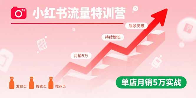 小红书流量特训营：突破流量瓶颈，实现店铺持续增长，单店月销5万实战-AI学习资源网