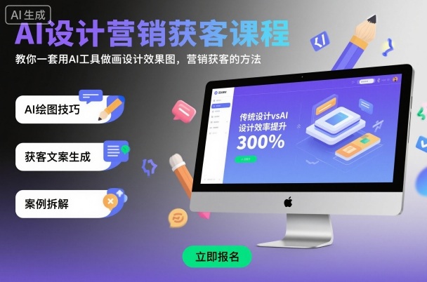 AI设计营销获客课程，教你一套用AI工具做画设计效果图，营销获客的方法-AI学习资源网