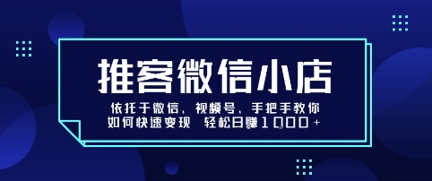 推客微信小店依托于微信、视频号，手把手教你如何快速变现 轻松日入1k+【揭秘】-AI学习资源网