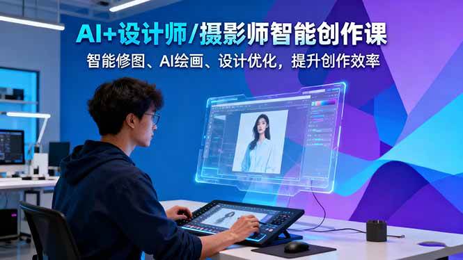 AI+设计师/摄影师智能创作课：智能修图、AI绘画、设计优化，提升创作效率-AI学习资源网