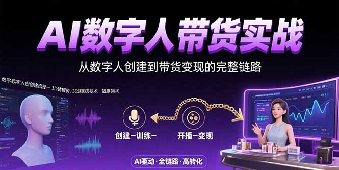 AI数字人+带货实战：从数字人创建到带货变现的完整链路-AI学习资源网