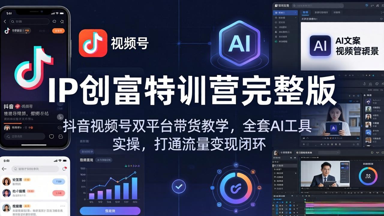 IP创富特训营完整版：抖音视频号双平台带货教学，全套AI工具实操，打通流量变现闭环-AI学习资源网
