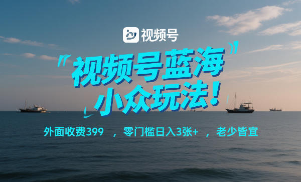 视频号蓝海小众玩法!外面收费399,零门槛日入3张+,老少皆宜-AI学习资源网