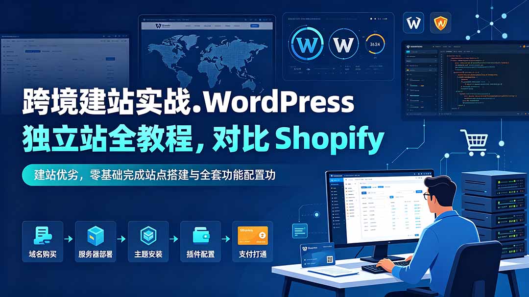 跨境建站实战：WordPress 独立站全教程，对比 Shopify 建站优劣，零基础完成站点搭建与全套功能配置-AI学习资源网