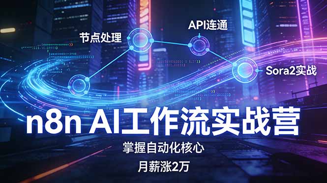 n8n AI工作流实战营，节点处理+API连通+Sora2实战，掌握自动化核心月薪涨2万-AI学习资源网