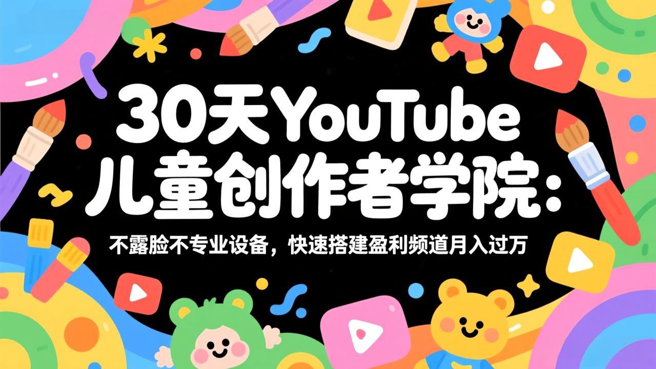 30天YouTube儿童创作者学院：不露脸不专业设备，快速搭建盈利频道月入过万-AI学习资源网