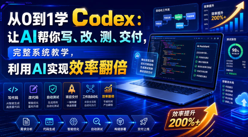 从0到1学Codex:让AI帮你写、改、测、交付,完整系统教学,利用AI实现效率翻倍-AI学习资源网