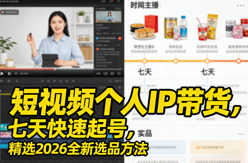 短视频个人IP带货,七天快速起号,精选2026全新选品方法-AI学习资源网