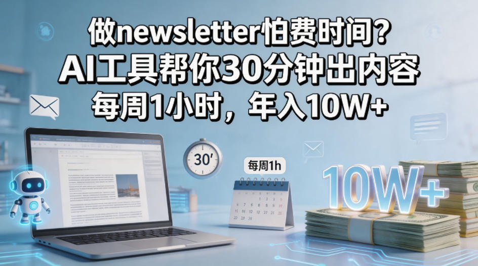 做newsletter怕费时间？AI工具帮你30分钟出内容，每周1小时，年入10W+！【原创双语字幕】-AI学习资源网