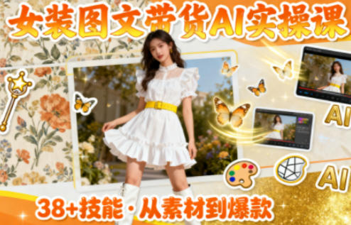 女装图文带货的AI实操课,覆盖38个实用技能,快速提升素材制作效率-AI学习资源网
