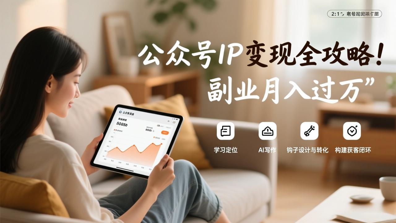 公众号IP变现全攻略，学习定位、AI写作、钩子设计与转化，构建获客闭环，副业月入过万-AI学习资源网