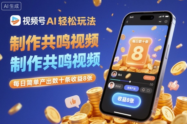 视频号AI轻松玩法，制作共鸣视频，每日简单产出数十条收益8张-AI学习资源网