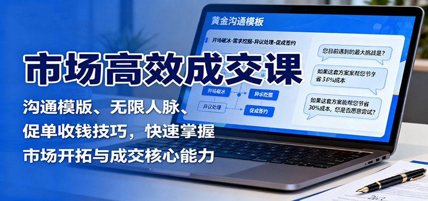 市场高效成交课：沟通模版、无限人脉、促单收钱技巧，快速掌握市场开拓与成交核心能力-AI学习资源网
