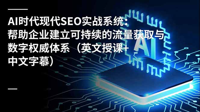 AI时代现代SEO实战系统：帮助企业建立可持续的流量获取与数字权威体系(英文授课+中文字幕-AI学习资源网