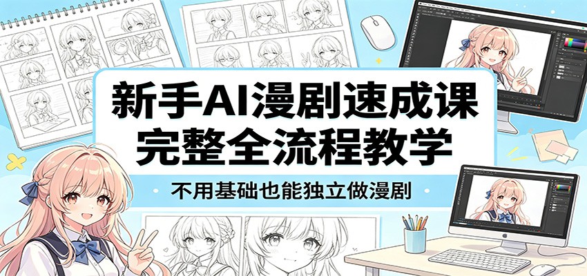 新手AI漫剧速成课：完整全流程教学，不用基础也能独立做漫剧-AI学习资源网