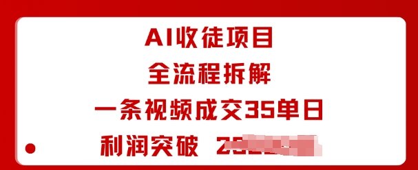 AI收徒项目全流程拆解一条视频成交35单日利润突破1k+-AI学习资源网