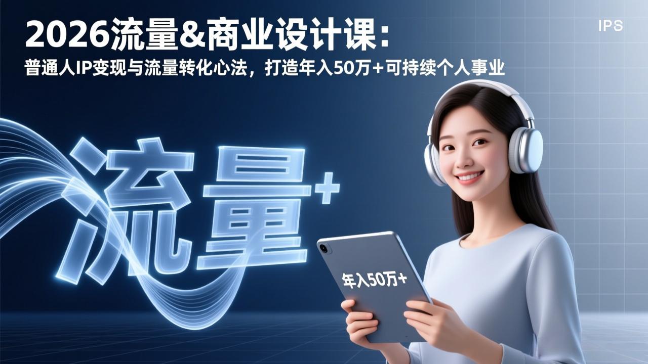 2026流量&商业设计课：普通人IP变现与流量转化心法，打造年入50万+可持续个人事业-AI学习资源网