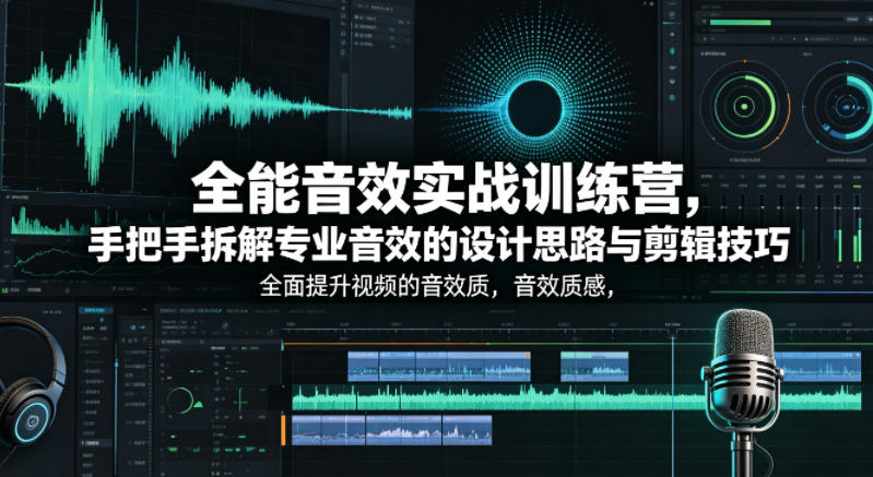 全能音效实战训练营，手把手拆解专业音效的设计思路与剪辑技巧，全面提升视频的音效质感-AI学习资源网