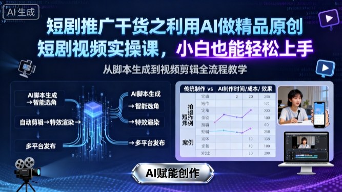 短剧推广干货之利用AI做精品原创短剧视频实操课，小白也能轻松上手-AI学习资源网
