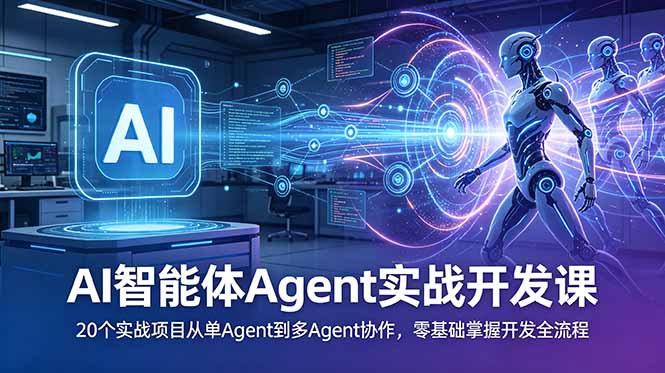 AI智能体Agent实战开发课：20个实战项目从单Agent到多Agent协作，零基础掌握开发全流程-AI学习资源网