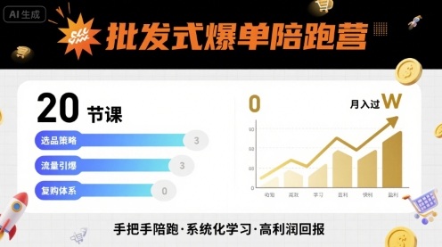 批发式爆单陪跑营，20节课带你实现批发式爆单，带你经松月入过W-AI学习资源网
