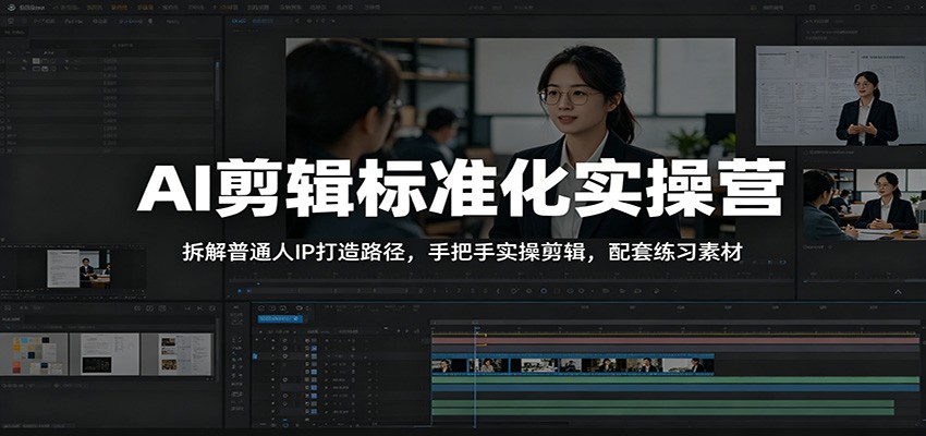 AI剪辑标准化实操营：拆解普通人IP打造路径，手把手实操剪辑，配套练习素材-AI学习资源网