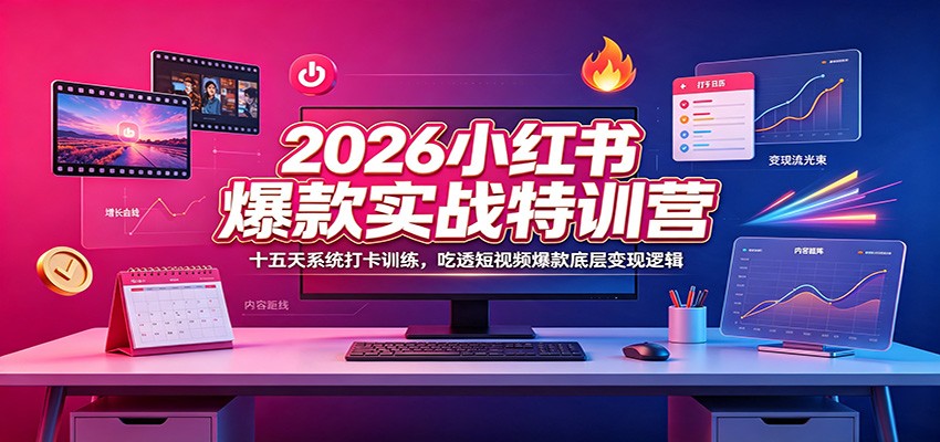2026小红书爆款实战特训营：十五天系统打卡训练，吃透短视频爆款底层变现逻辑-AI学习资源网