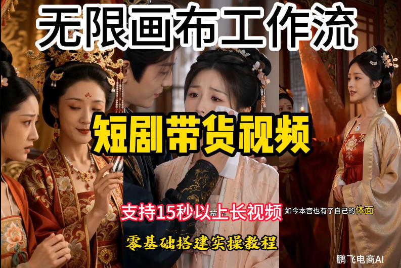 无限画布工作流制作短剧带货视频支持制作15秒以上视频,实操搭建教学,看完教程小白也能轻松搭建-AI学习资源网