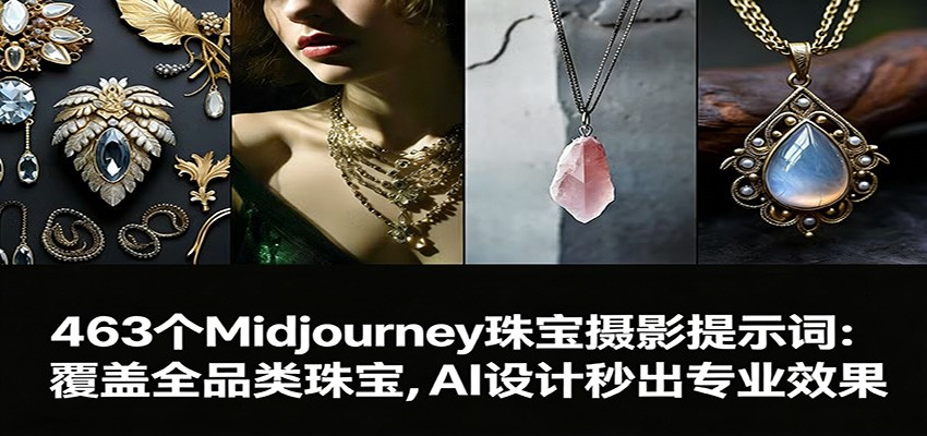 463个Midjourney珠宝摄影提示词：覆盖全品类珠宝，AI设计秒出专业效果-AI学习资源网