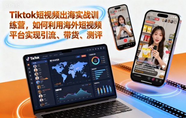 Tiktok短视频出海实战训练营，如何利用海外短视频平台实现引流、带货、测评-AI学习资源网