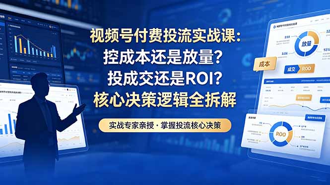 视频号付费投流实战课-5月：控成本还是放量？投成交还是ROI？核心决策逻辑全拆解-AI学习资源网