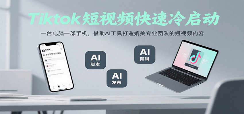 Tiktok短视频快速冷启动，一台电脑一部手机，借助AI工具打造媲美专业团队的短视频内容-AI学习资源网