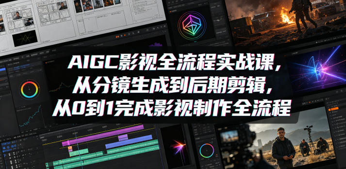 AIGC影视全流程实战课，从分镜生成到后期剪辑，从0到1完成影视制作全流程-AI学习资源网
