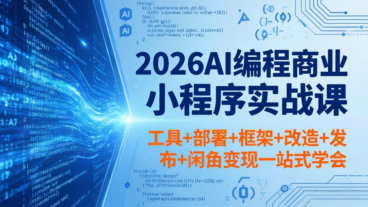 2026AI编程商业小程序实战课，工具+部署+框架+改造+发布+闲鱼变现一站式学会-AI学习资源网