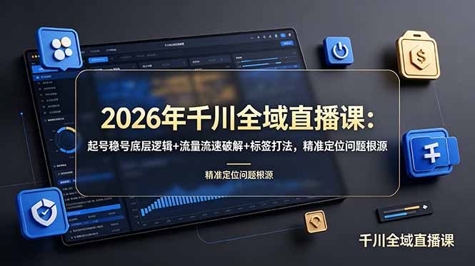 2026年千川全域直播课：起号稳号底层逻辑+流量流速破解+标签打法，精准定位问题根源-AI学习资源网