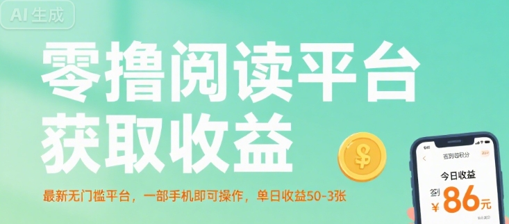 零撸阅读平台获取收益，最新无门槛平台，一部手机即可操作，单日收益50-3张【揭秘】-AI学习资源网