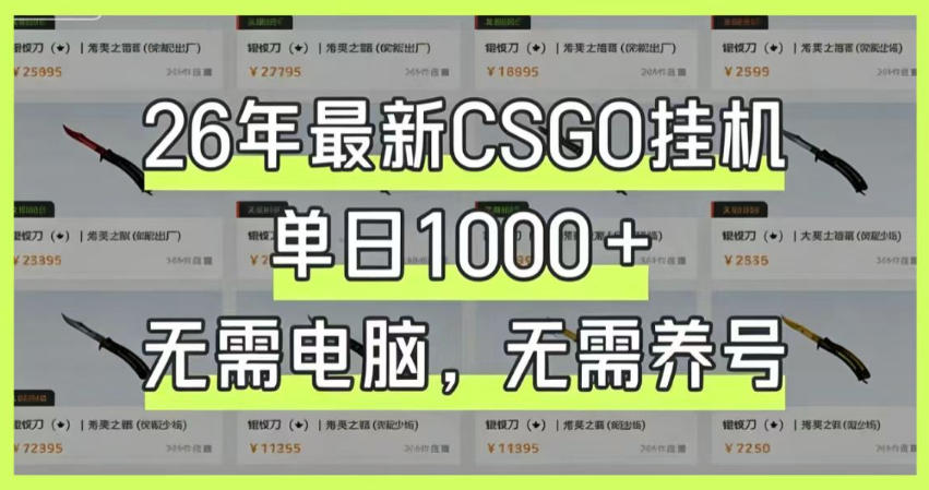 26年最新CSGO挂G系统，单日1000+，无需电脑，无需养号，0基础可上手【揭秘】-AI学习资源网