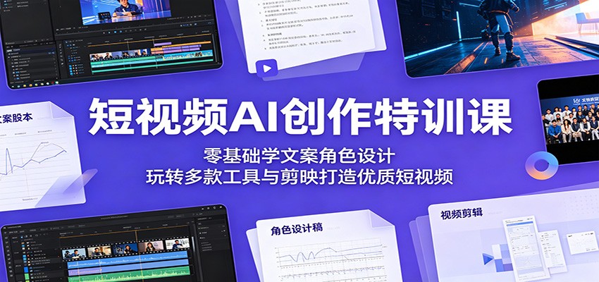短视频AI创作特训课：零基础学文案角色设计，玩转多款工具与剪映打造优质短视频-AI学习资源网