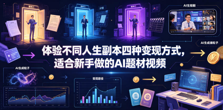 体验不同人生副本四种变现方式，适合新手做的AI题材视频-AI学习资源网