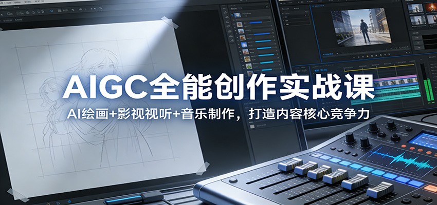 AIGC全能创作实战课:AI绘画+影视视听+音乐制作,打造内容核心竞争力-AI学习资源网