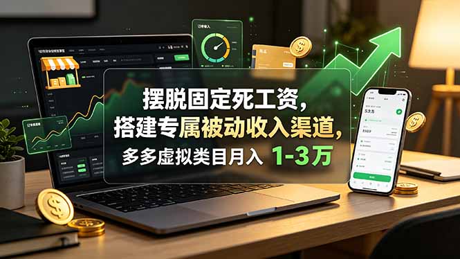 摆脱固定死工资，搭建专属被动收入渠道，多多虚拟类目月入 1-3 万-AI学习资源网