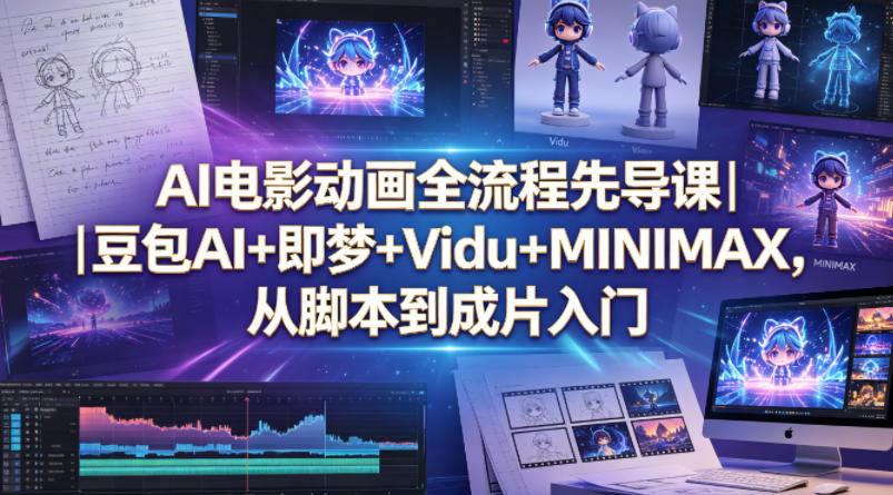 AI电影动画全流程先导课｜豆包AI+即梦+Vidu+MINIMAX，从脚本到成片入门-AI学习资源网